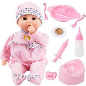 🆕 Reborn Baby Doll Pink Bottle Pacifier Soft Body Toddler Preschool Toy Gifts